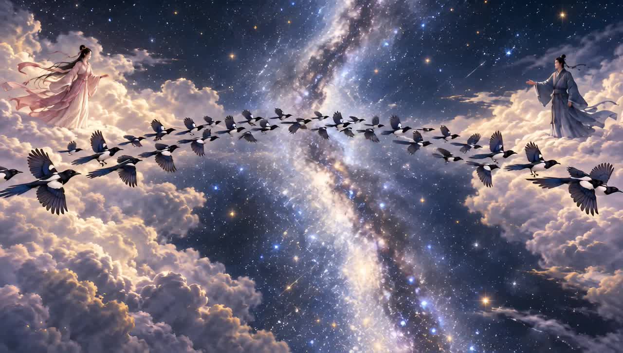 The magpies’ wings かささぎの 中納言家持 Iemochi artwork