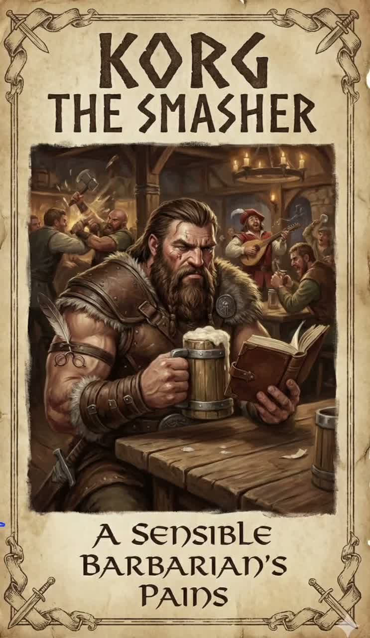 The pains of Korg the Smasher, genius barbarian (Cover) (Remastered) artwork